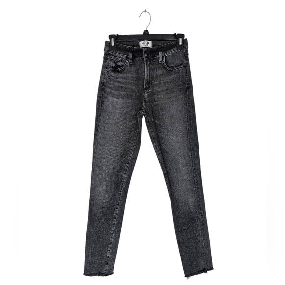 AGOLDE Sophie Crop High Rise Ankle Fray Black Gray Skinny Jeans 26 Preowned - Picture 1 of 9